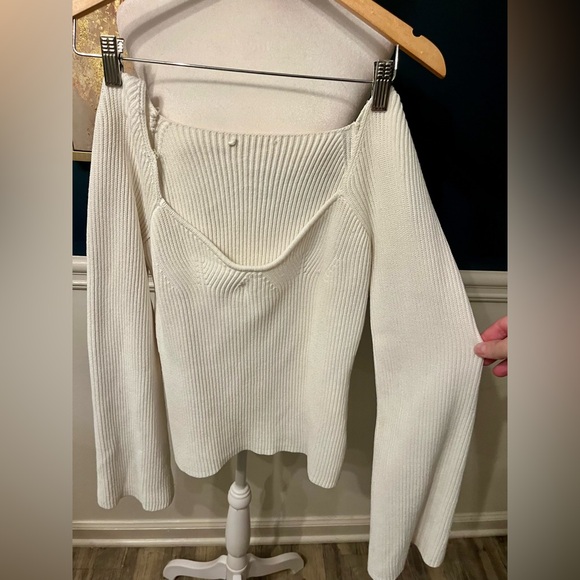 Line & Dot Long Sleeve Sweater White Size Medium - Picture 4 of 9